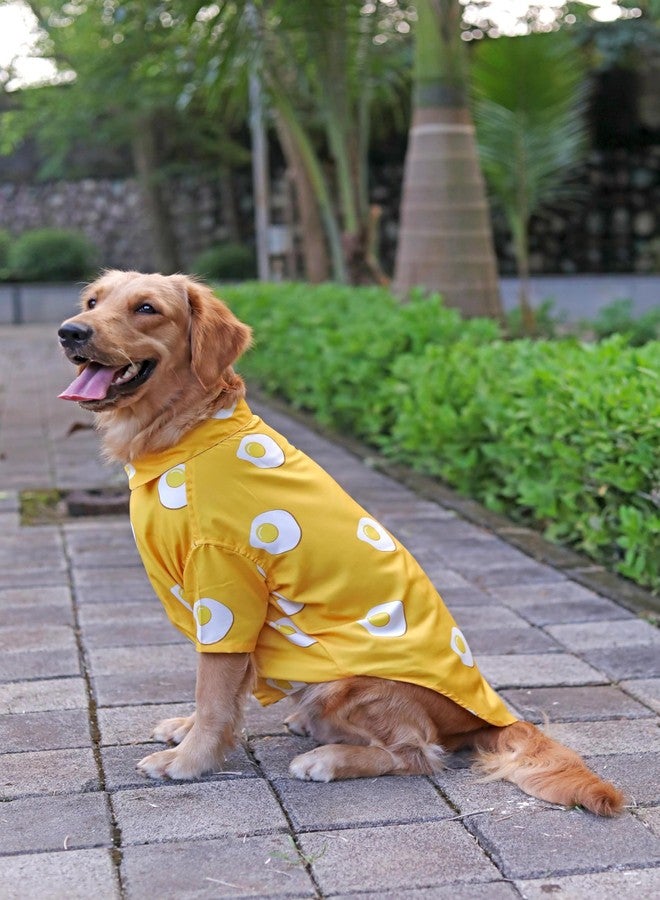 15 BUTTONS Rayon Yellow and White Sunny Printed Summer Dog Shirt (L) | Printed Pet Shirt | Super Soft Light Weight | Comfortable Dog Clothing Choice | for Beagle, Cocker, Spaniel Indie - Image 4